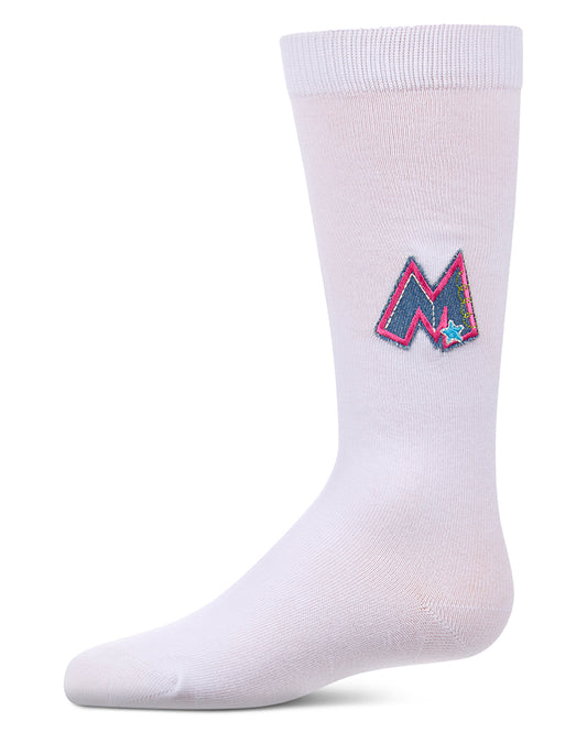 Girls Denim M-Patch Cotton-Rich Fine-Gauge Knee High Sock