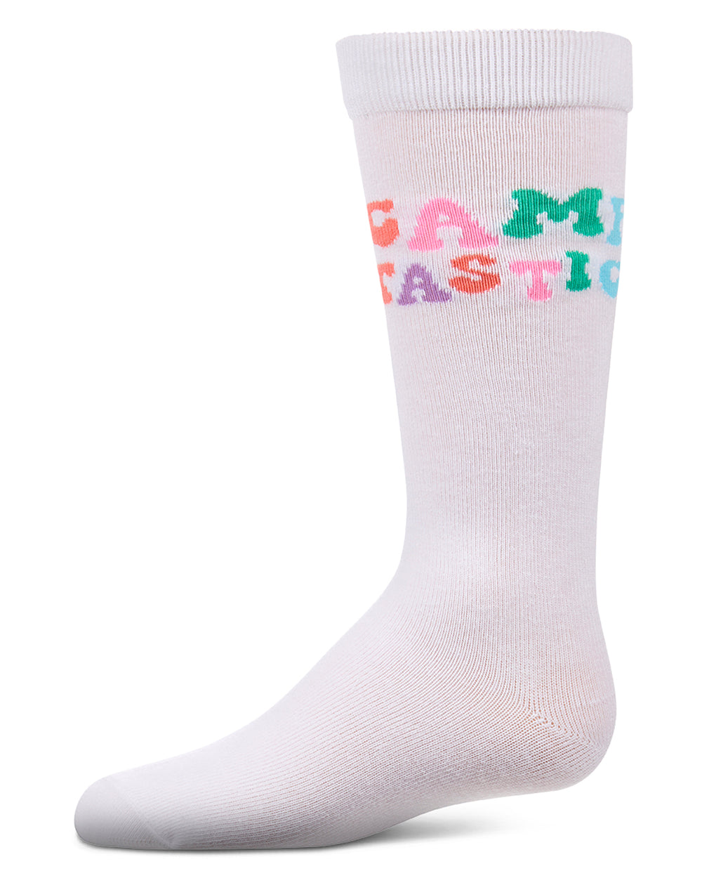 Girls "CampTastic" Cotton-Rich Camp-Themed Fine-Gauge Knee High Sock