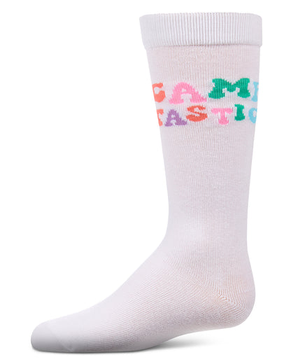 Girls "CampTastic" Cotton-Rich Camp-Themed Fine-Gauge Knee High Sock
