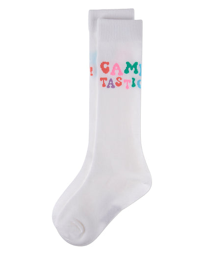 Girls "CampTastic" Cotton-Rich Camp-Themed Fine-Gauge Knee High Sock