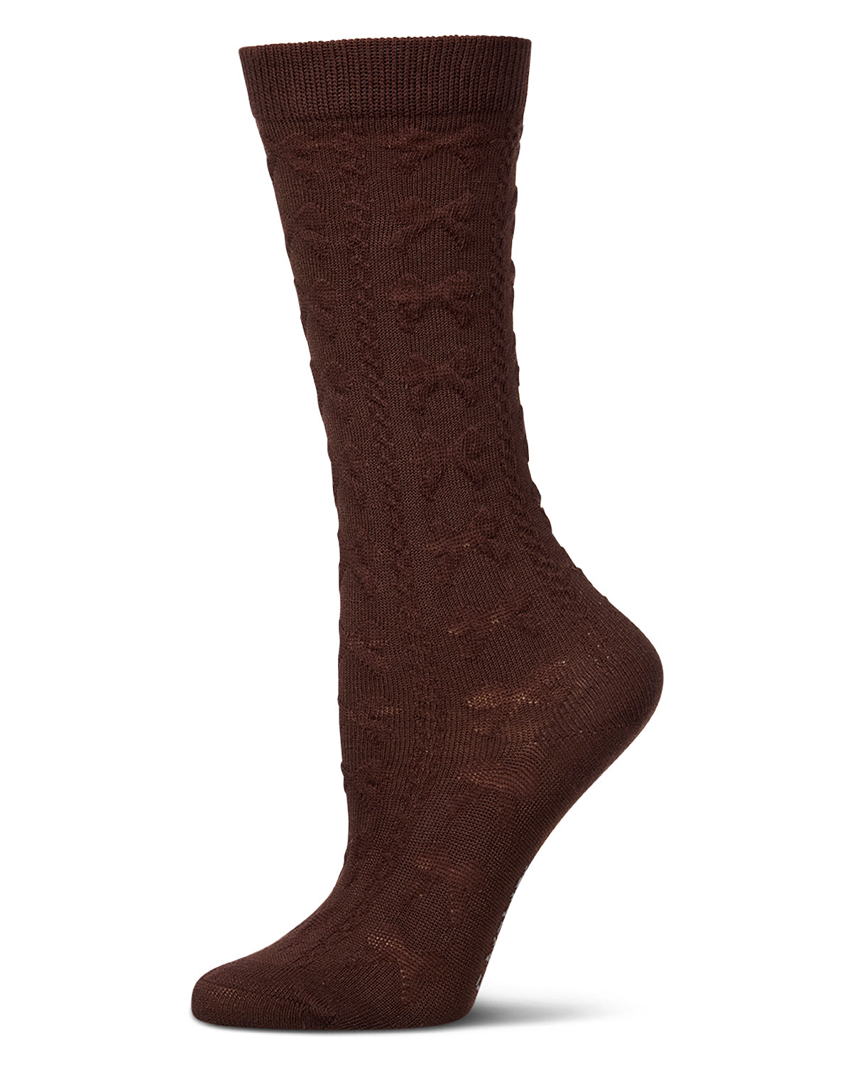 Girls Cotton-Rich Tonal Bow-Trim Cable-Rib Knee High Sock