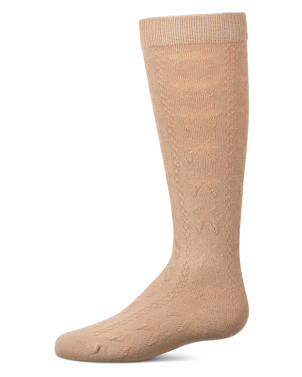 Girls Cotton-Rich Tonal Bow-Trim Cable-Rib Knee High Sock
