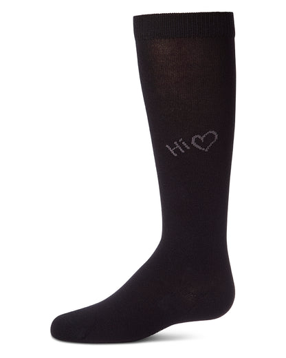 Girls "HI!"-Graphic Cotton-Rich Fine-Gauge Knee High Sock