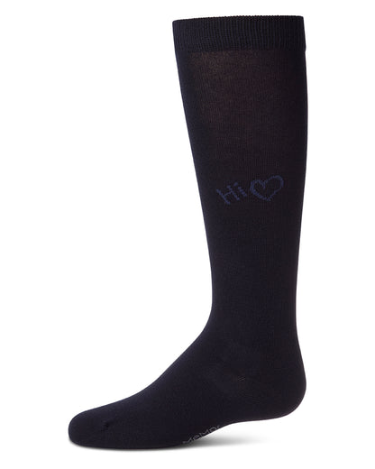 Girls "HI!"-Graphic Cotton-Rich Fine-Gauge Knee High Sock