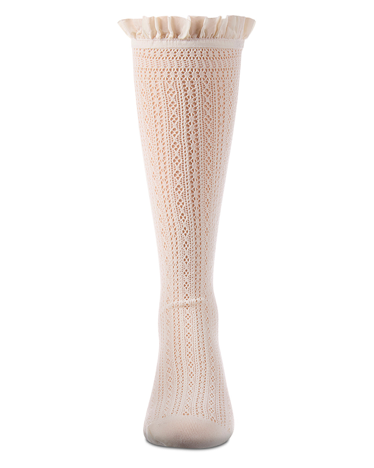 Knitted knee-high sock on a white background