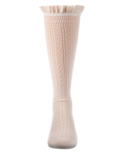 Knitted knee-high sock on a white background
