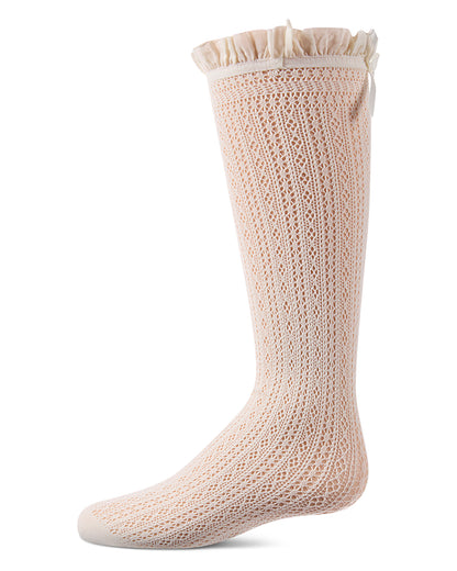 Beige knitted sock on a white background