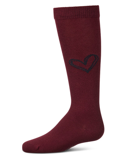 Girls "Heart Pop" Cotton-Rich Mini-Ribbed Knee High Sock