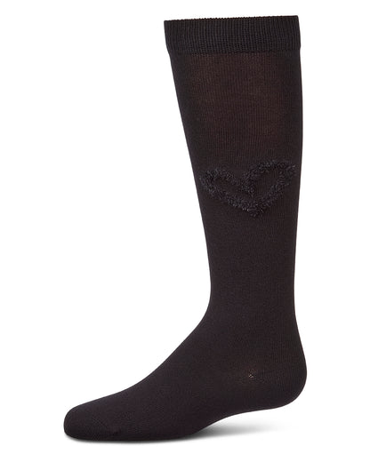 Girls "Cozy Heart" Cotton-Rich Mini-Ribbed Knee High Sock