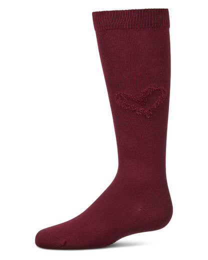 Girls "Cozy Heart" Cotton-Rich Mini-Ribbed Knee High Sock