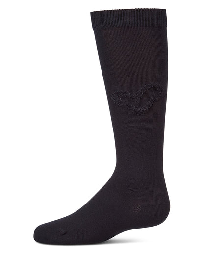 Girls "Cozy Heart" Cotton-Rich Mini-Ribbed Knee High Sock