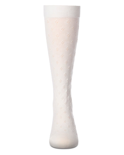 Girls "Tiny Bloom" Cotton-Rich Pointelle Fine-Gauge Knee High Sock