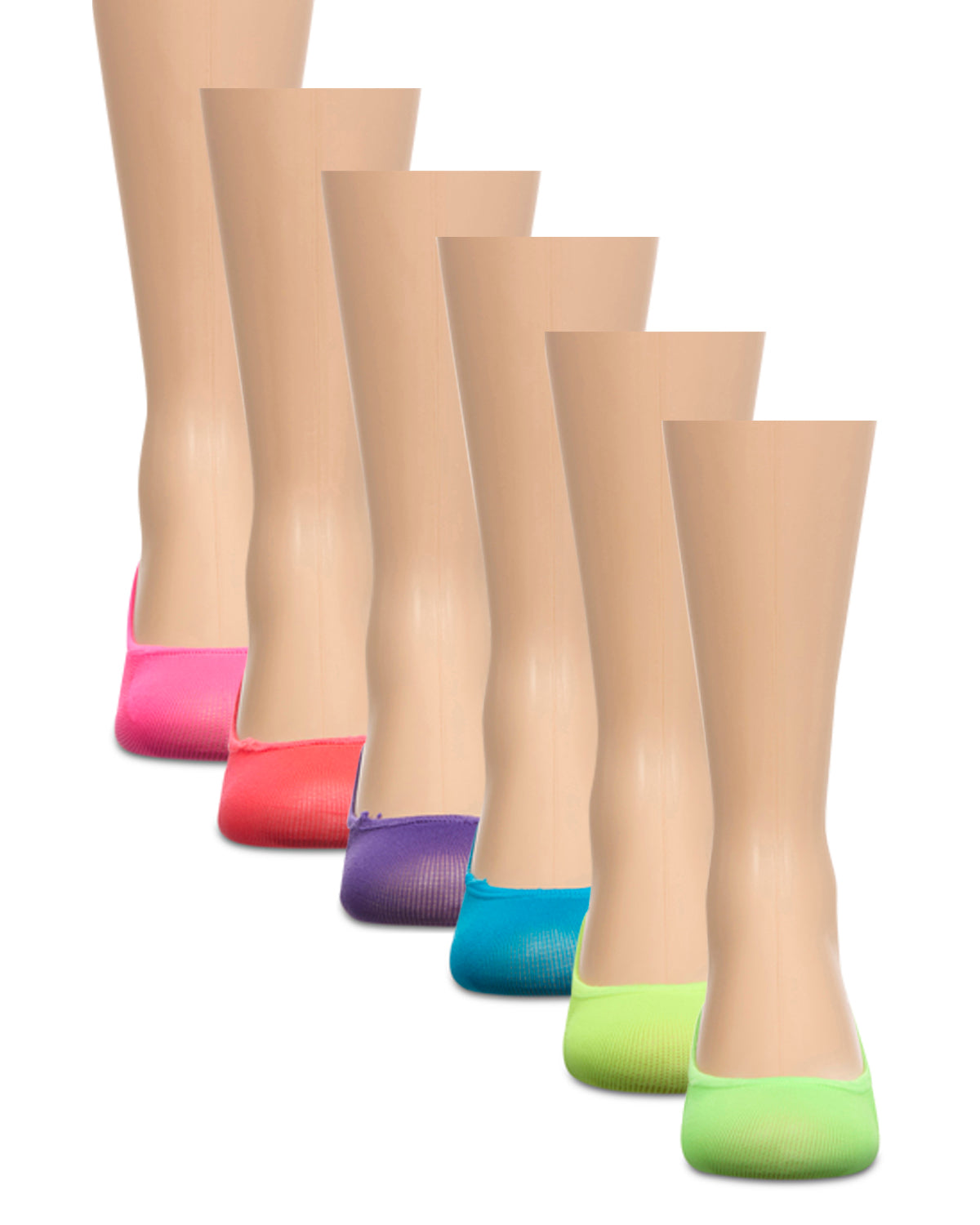 Girls Microfiber Liner Socks 6-Pack : Color: Neon Brights