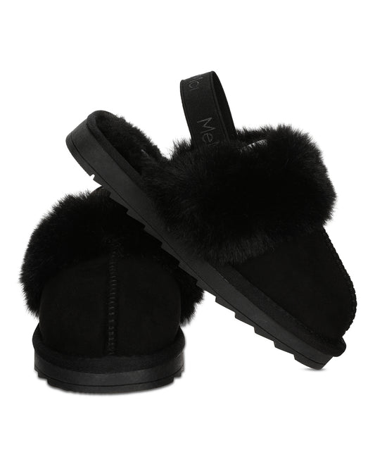 Kids' Fluffy Slide Slingback Slippers : Color: Onyx