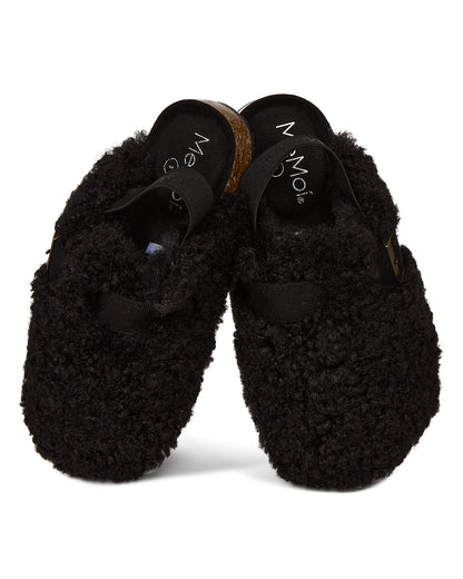 Kids' Teddy Sherpa Slippers : Color: Black