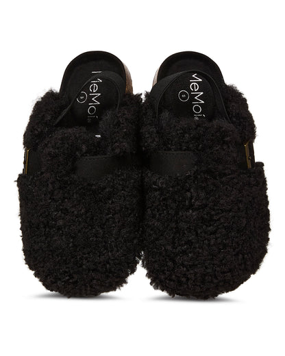 Kids' Teddy Sherpa Slippers : Color: Black