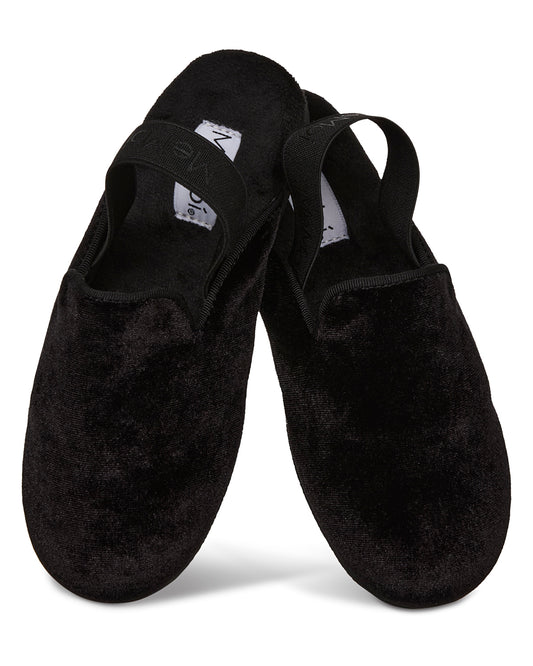 Kids' Velvet Sling Back Slippers : Color: Black