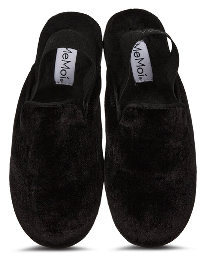 Kids' Velvet Sling Back Slippers : Color: Black