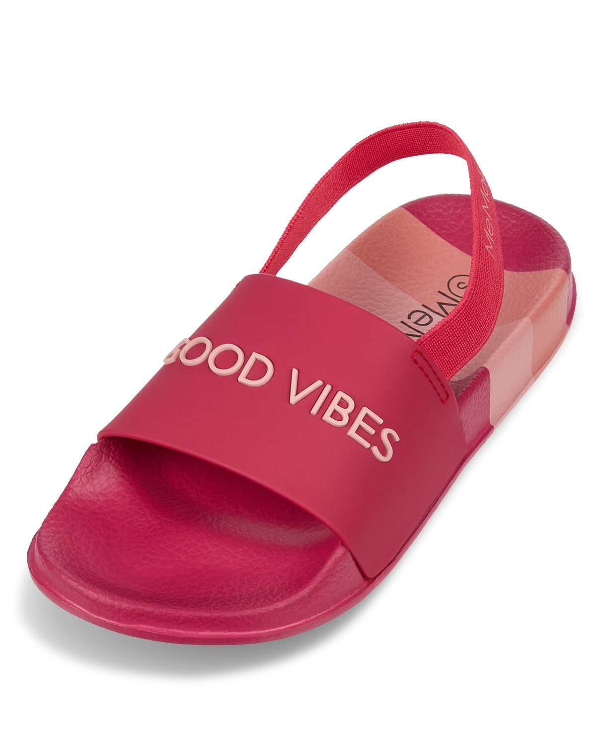 Girls Striped Super-Soft "Good Vibes" Slide Sandal : Color: Pink