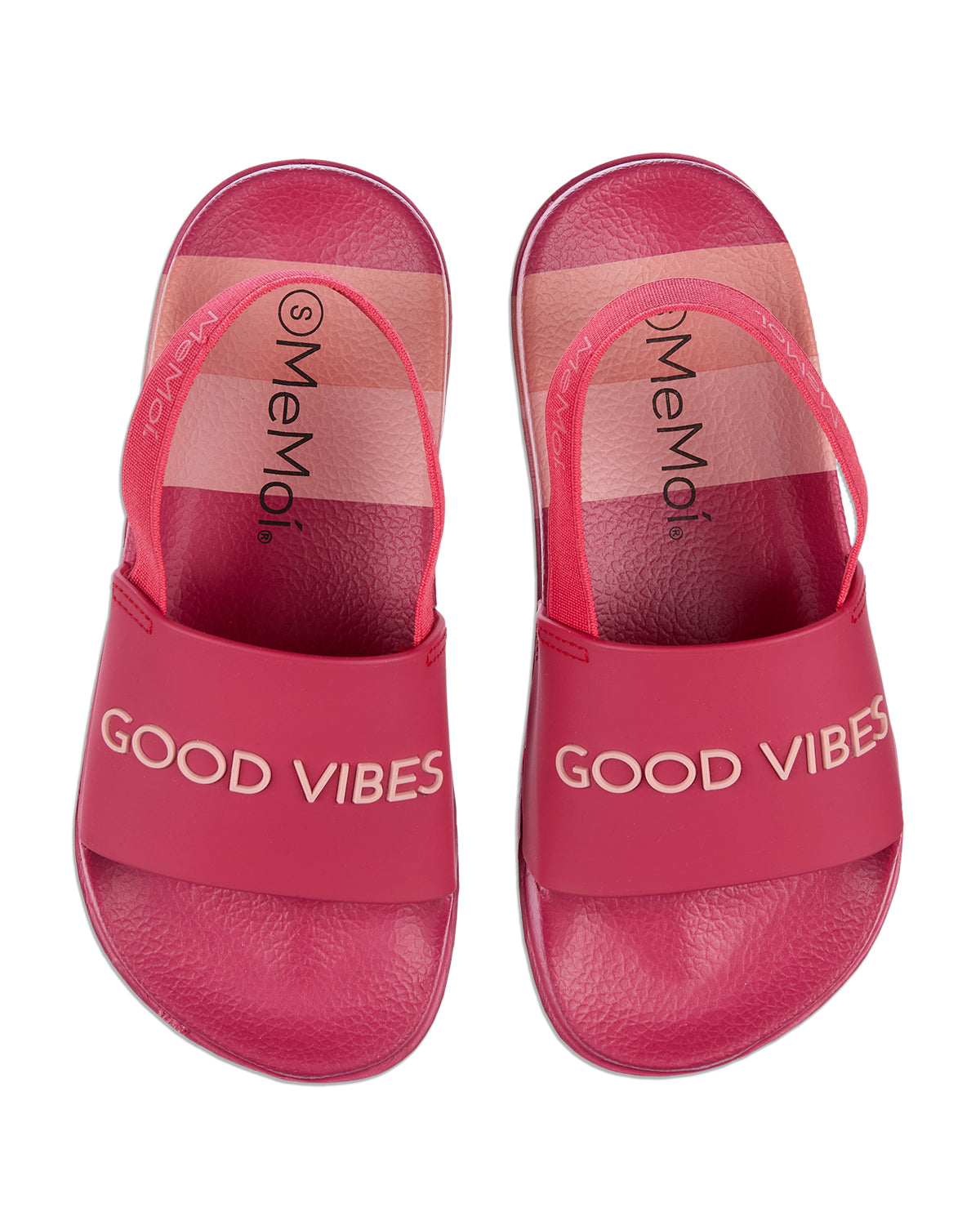 Girls Striped Super-Soft "Good Vibes" Slide Sandal : Color: Pink