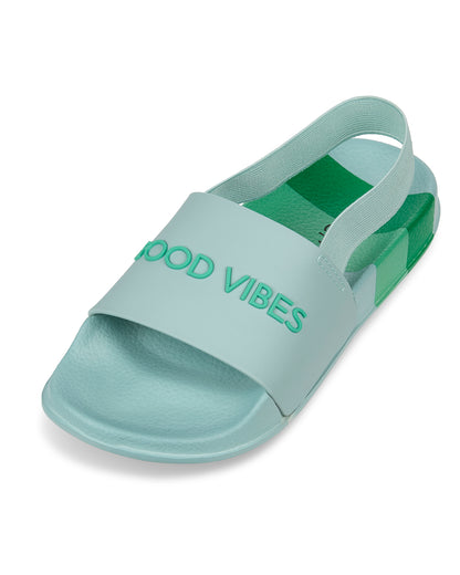 Girls Striped Super-Soft "Good Vibes" Slide Sandal : Color: Pink