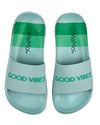 Girls Striped Super-Soft "Good Vibes" Slide Sandal : Color: Seafoam Green