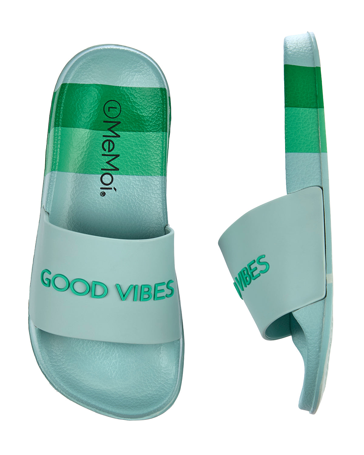 Girls Striped Super-Soft "Good Vibes" Slide Sandal : Color: Pink