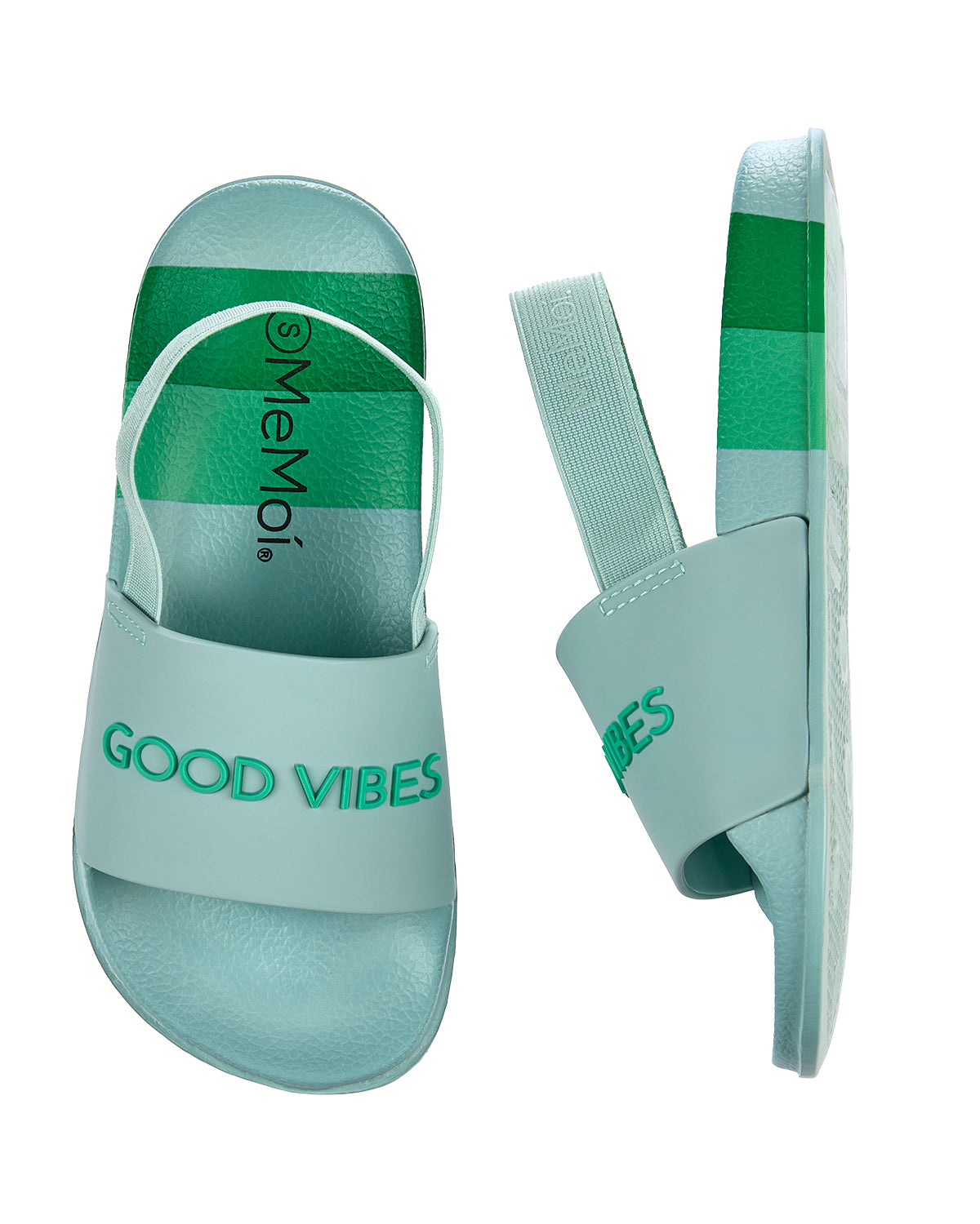 Girls Striped Super-Soft "Good Vibes" Slide Sandal : Color: Pink
