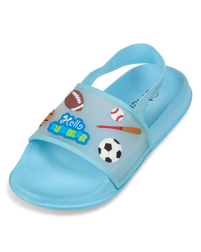 Boys and Girls Super-Soft Cushioned "Hello Summer" Slide Sandal : Color: Pink