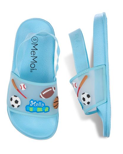 Boys and Girls Super-Soft Cushioned "Hello Summer" Slide Sandal : Color: Pink