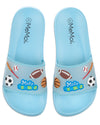 Boys and Girls Super-Soft Cushioned "Hello Summer" Slide Sandal : Color: Blue