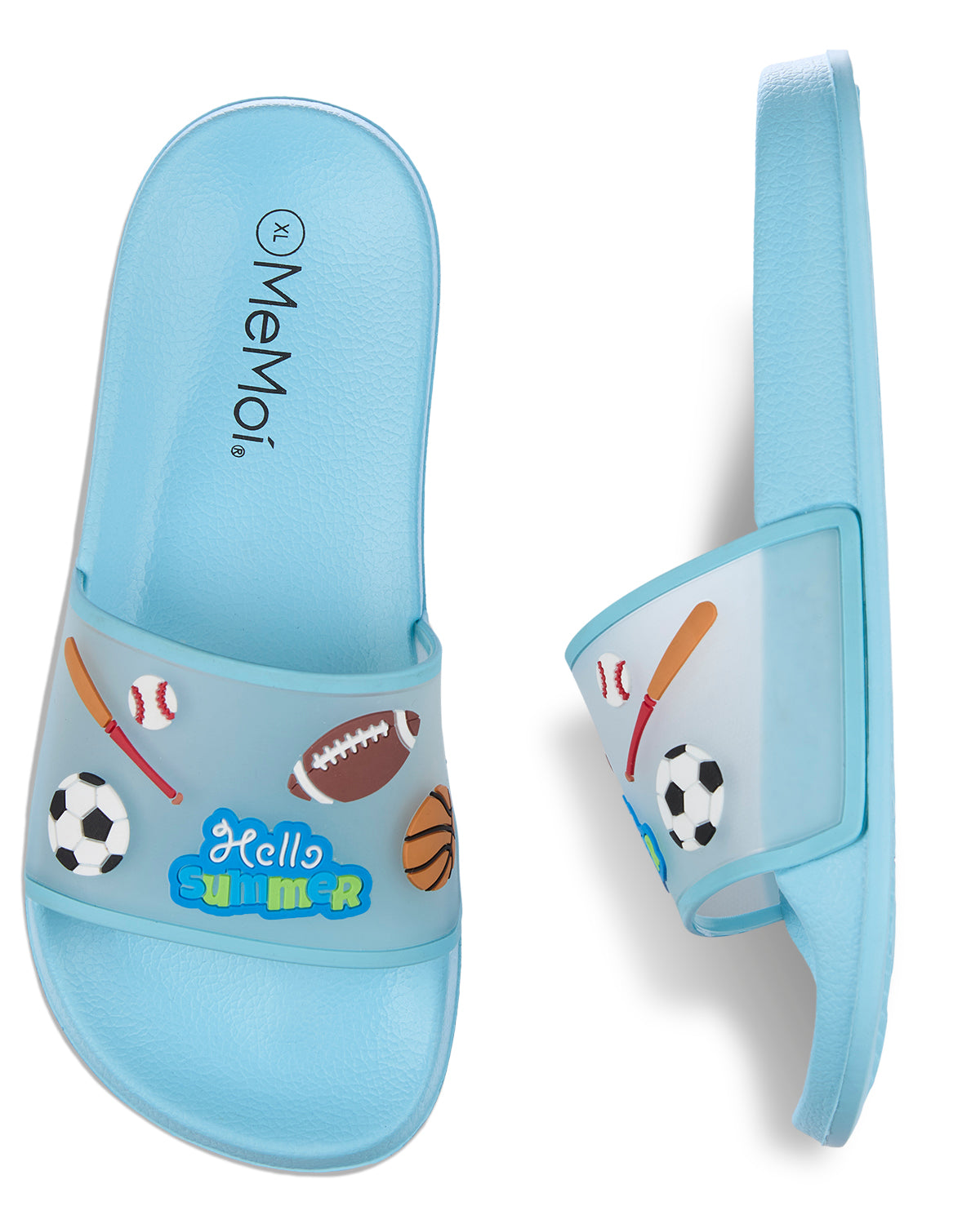 Boys and Girls Super-Soft Cushioned "Hello Summer" Slide Sandal : Color: Pink