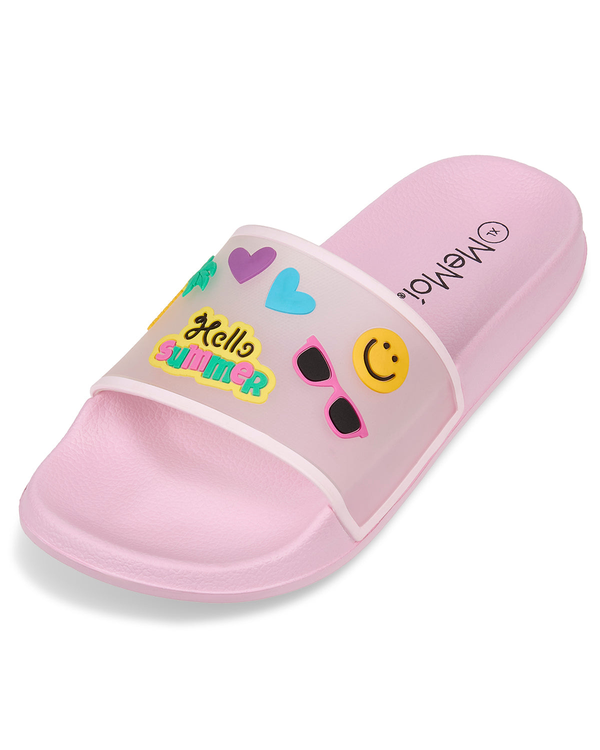 Boys and Girls Super-Soft Cushioned "Hello Summer" Slide Sandal : Color: Pink
