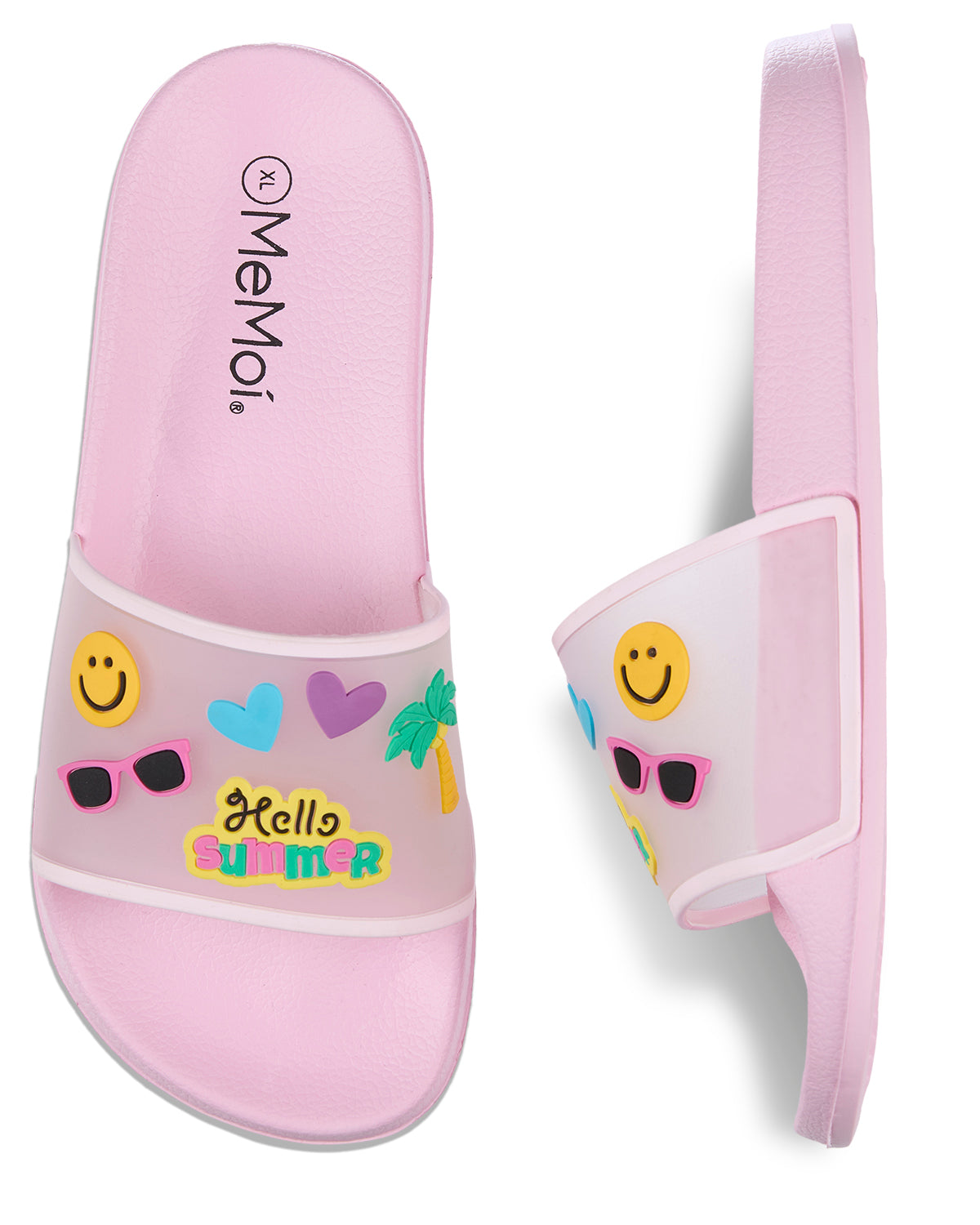 Boys and Girls Super-Soft Cushioned "Hello Summer" Slide Sandal : Color: Pink