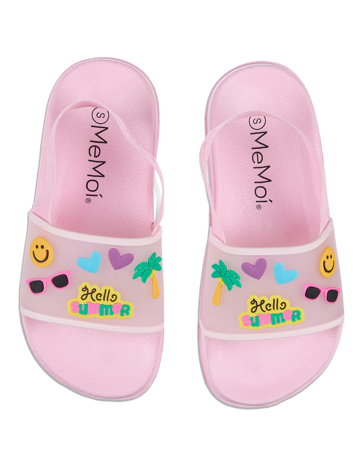 Boys and Girls Super-Soft Cushioned "Hello Summer" Slide Sandal : Color: Pink