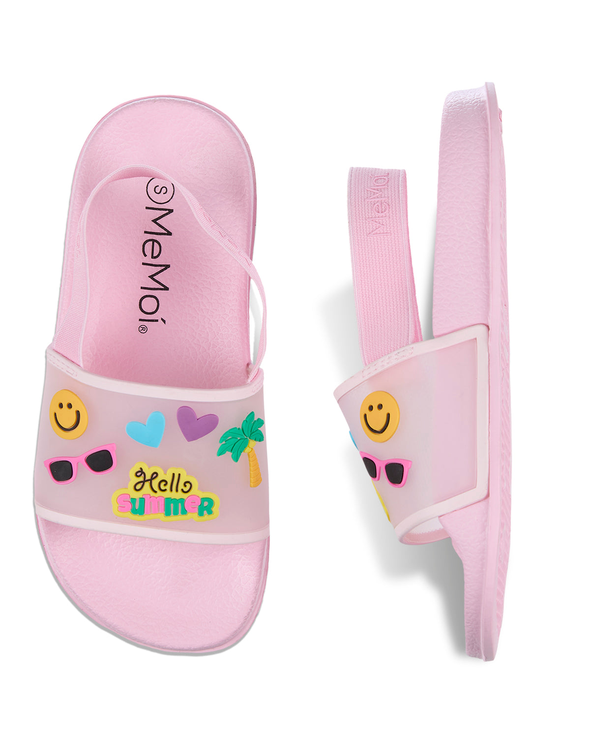 Boys and Girls Super-Soft Cushioned "Hello Summer" Slide Sandal : Color: Pink