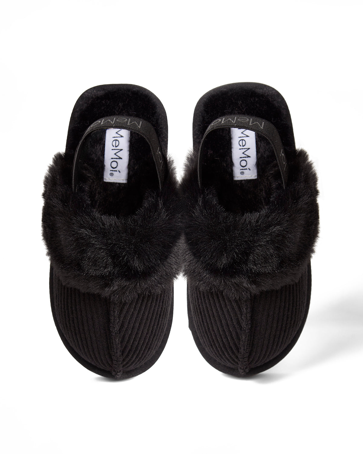 Girls Corduroy Microfiber & Fluffy Faux Fur Slipper Slide