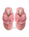 Girls Corduroy Microfiber & Fluffy Faux Fur Slipper Slide