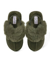 Girls Corduroy Microfiber & Fluffy Faux Fur Slipper Slide