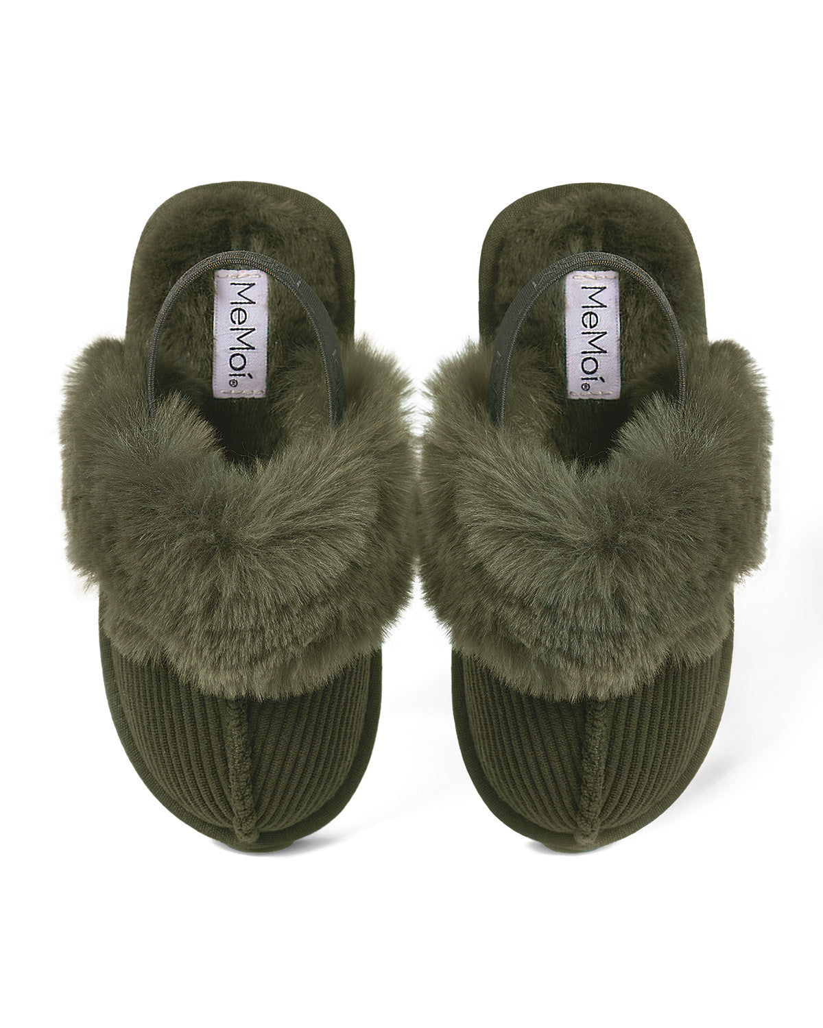 Girls Corduroy Microfiber & Fluffy Faux Fur Slipper Slide