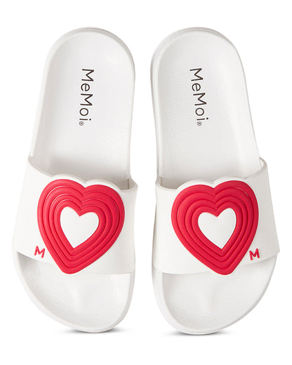 Girls 3D-Heart-Design EVA-Cushioned Slip-On Slide Sandal