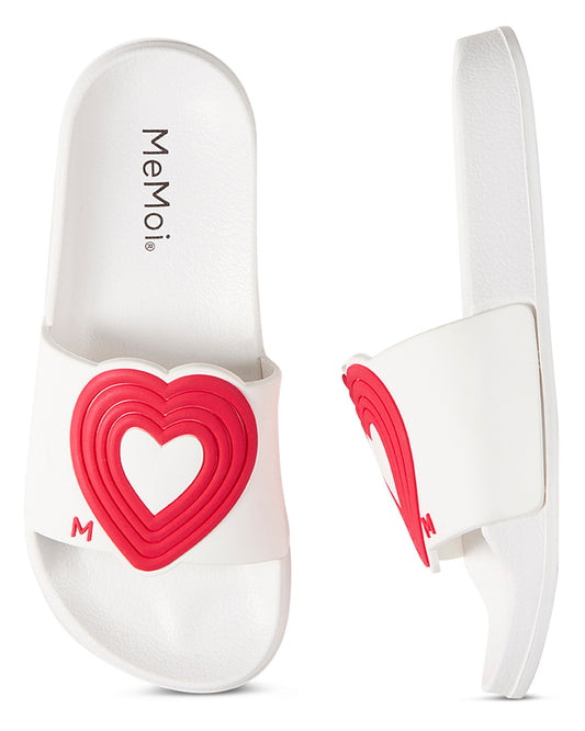 Girls 3D-Heart-Design EVA-Cushioned Slip-On Slide Sandal