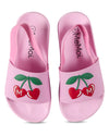 Girls Cherry-Coded EVA-Cushioned Slide Sandal with Back Strap