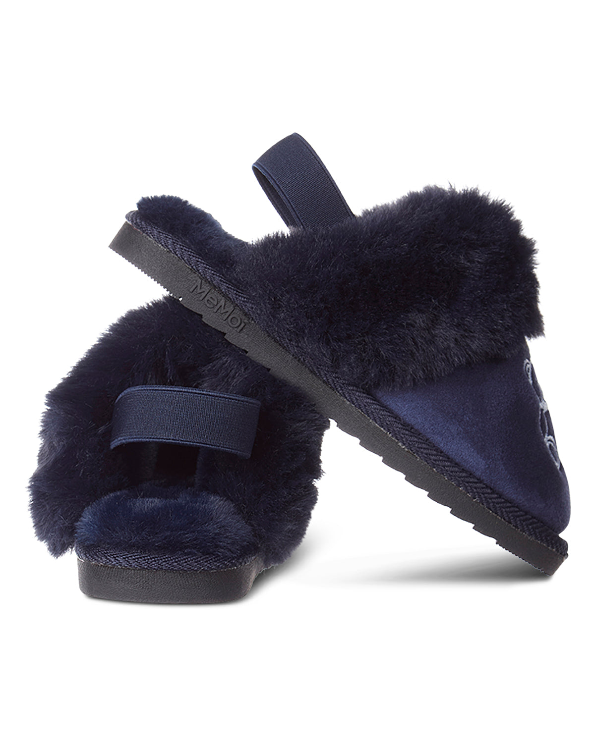 Kids Vegan Suede Sherpa-Lined Slide Slippers with Embroidered Teddy Bear