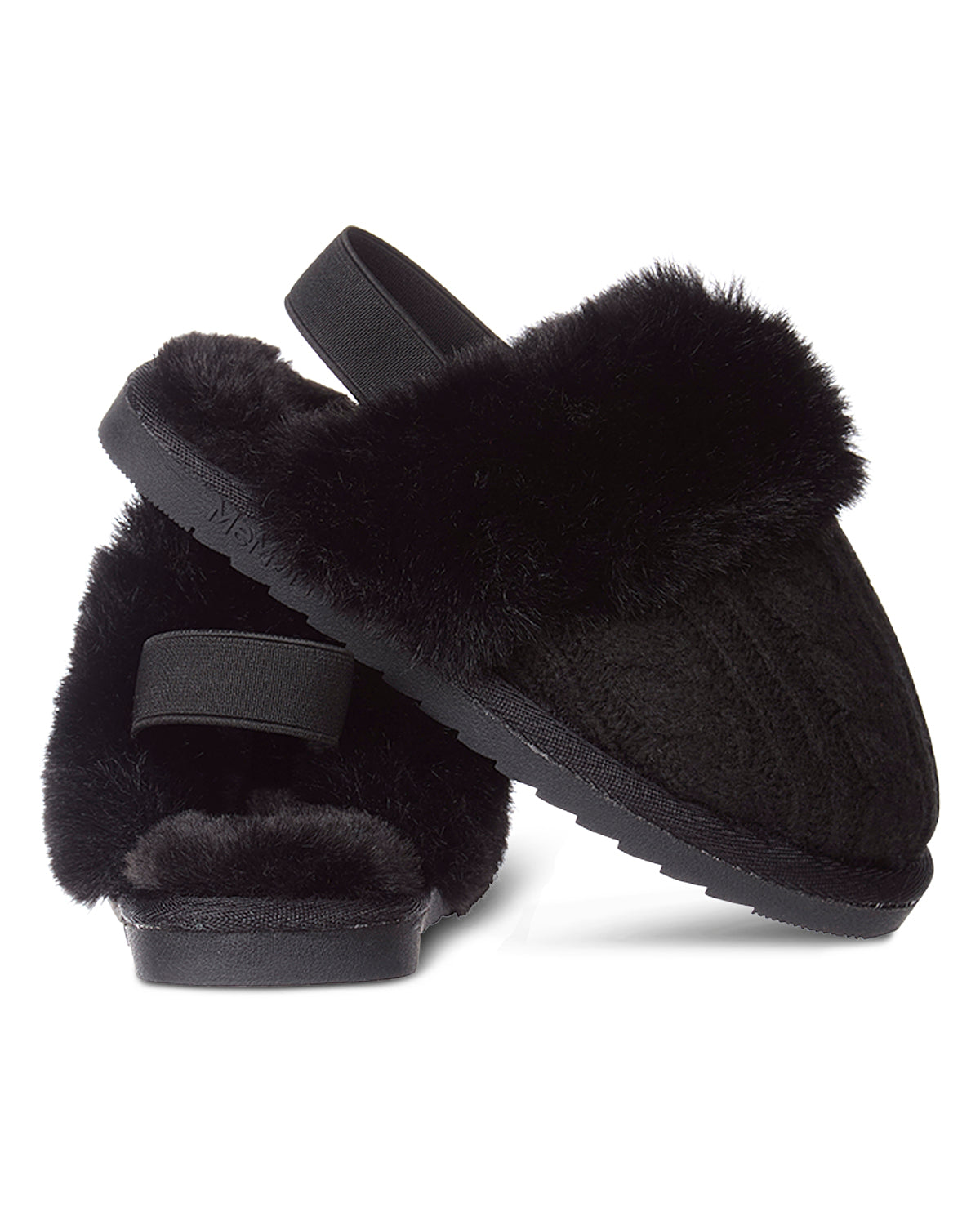 Kids Cable-Knit Slide Slippers with Faux Fur Cuff and Lining