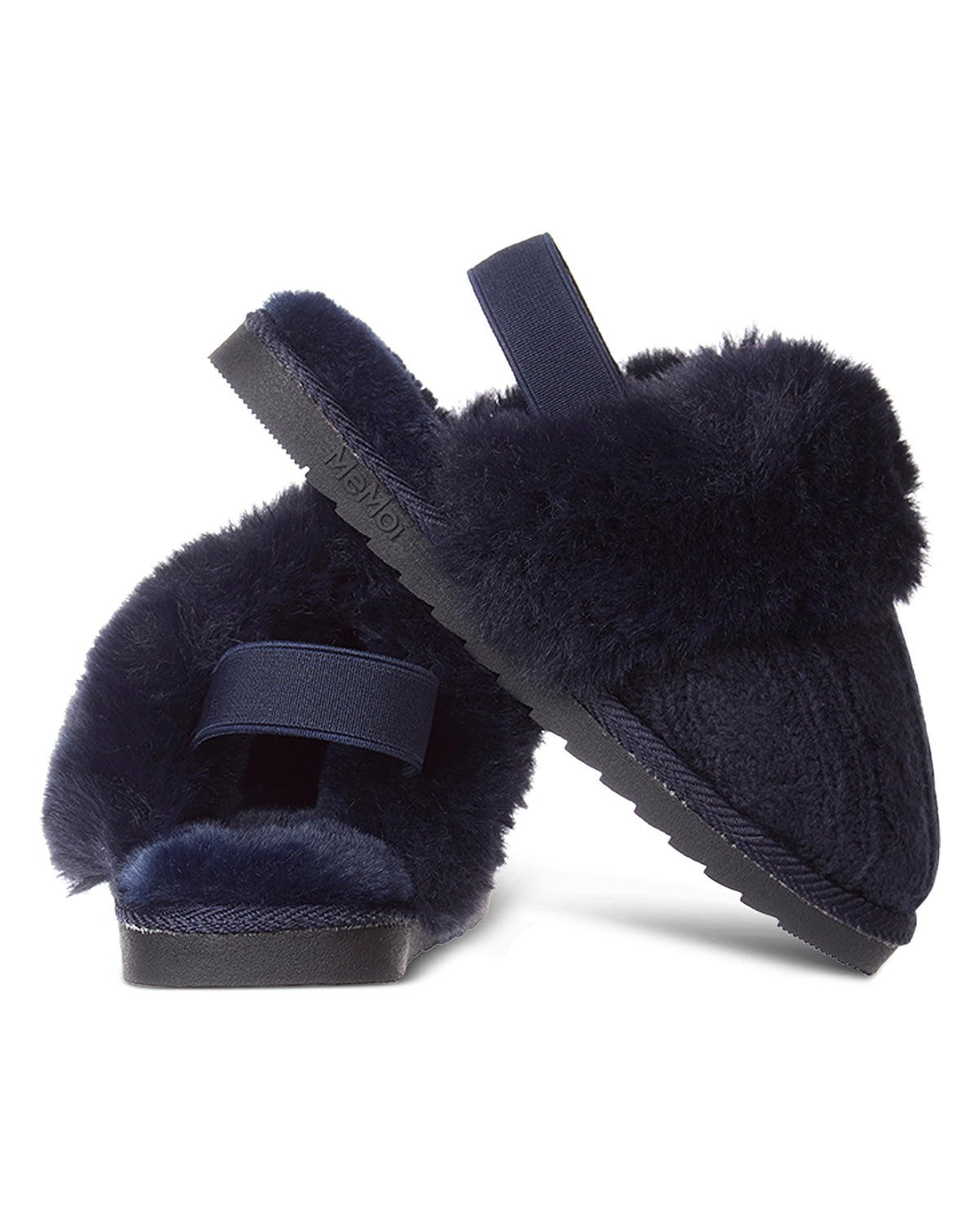 Kids Cable-Knit Slide Slippers with Faux Fur Cuff and Lining