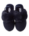 Kids Cable-Knit Slide Slippers with Faux Fur Cuff and Lining