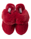 Kids Cable-Knit Slide Slippers with Faux Fur Cuff and Lining