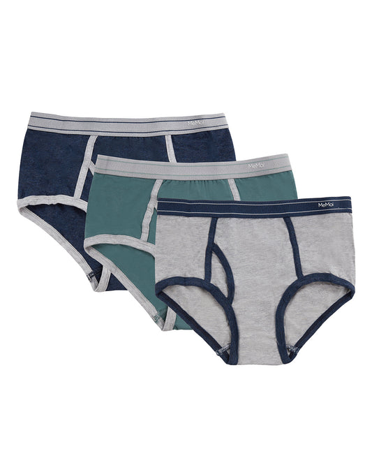 3 Pair Boys Combed Cotton-Rich Tag-Free Briefs, Assorted Colors
