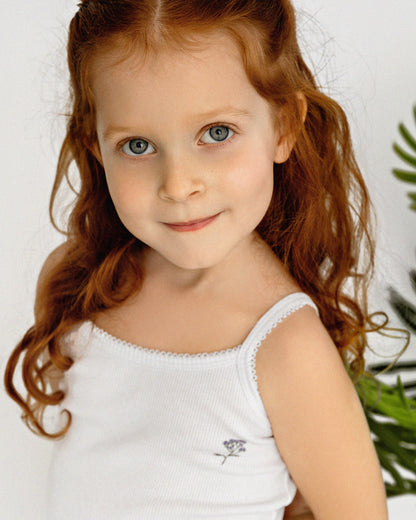 Girls' 3 Pair Pack Ribbed Floral Bouquet Camis : Color: White-White-White